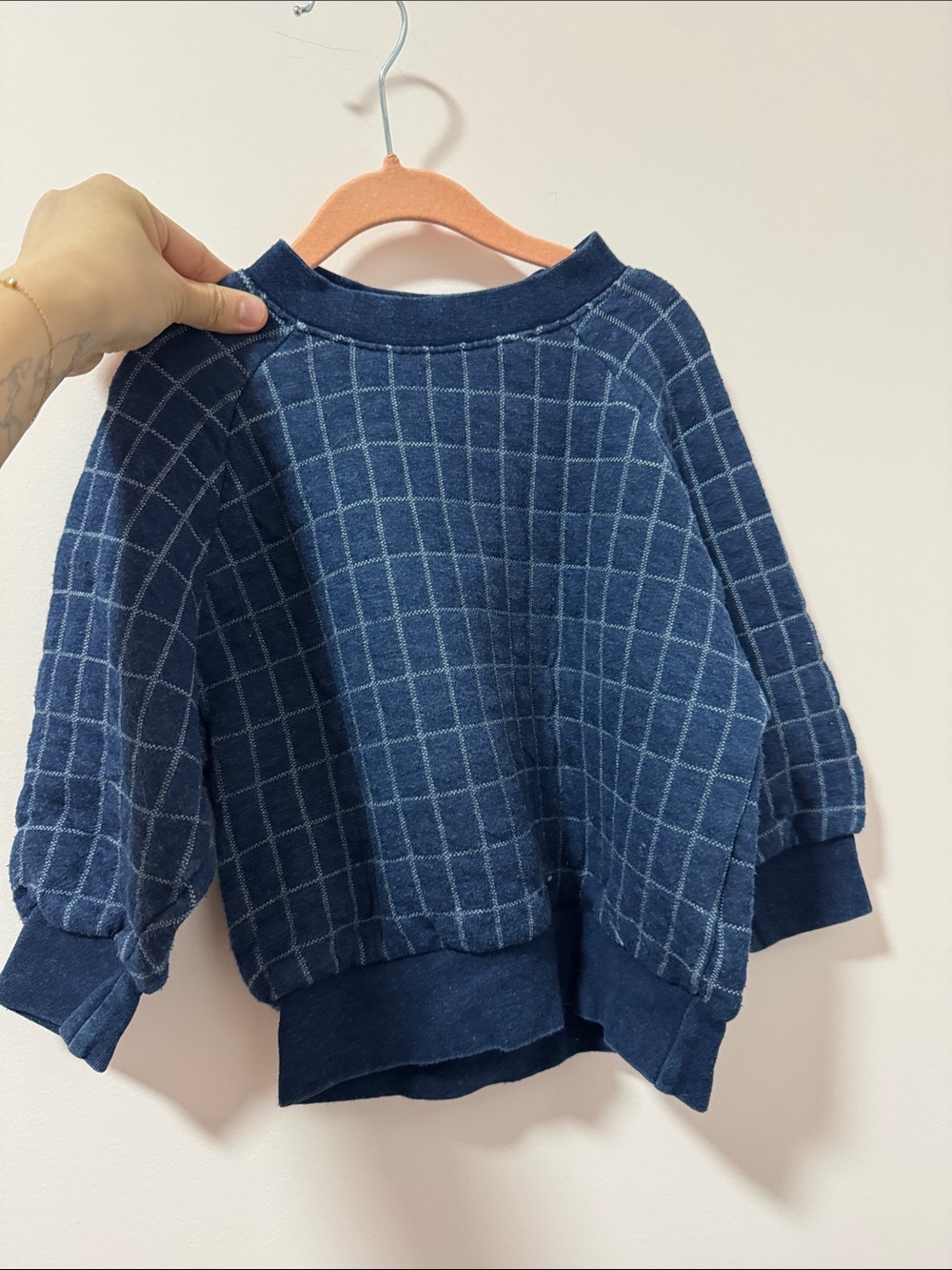 Soft Gallery Navy Blue Grid Sweatshirt